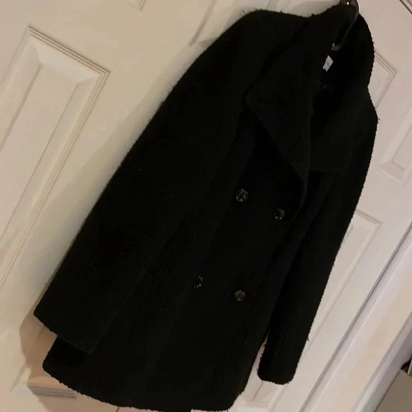 Calvin Klein black tweed Wool Pea Coat Sz 10 - Picture 16 of 17